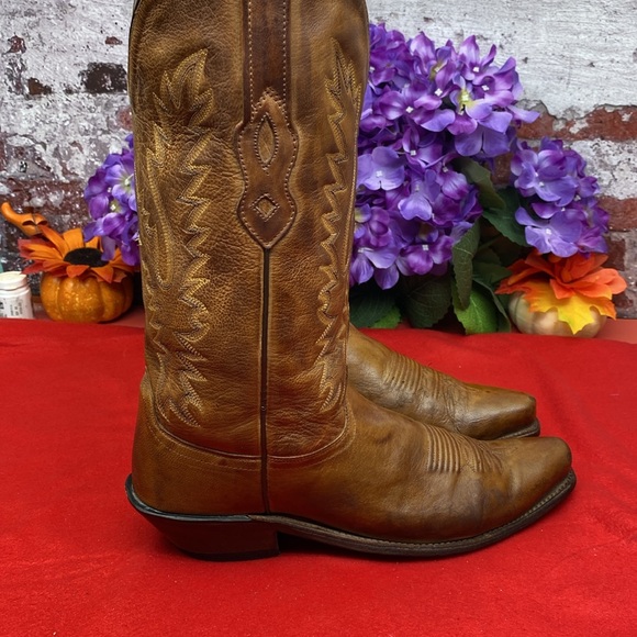 Brown Leather Cowboy Boots SZ 9.5 Mens - Picture 2 of 7